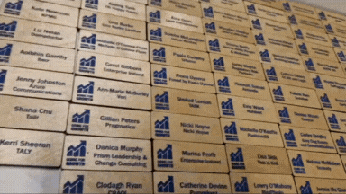 Load image into Gallery viewer, Blonde Birch Name Badges MOQ 10pcs Bespoke Made Custom Wood Designs __label: Multibuy CopyofCopyofEcoFriendlybadges