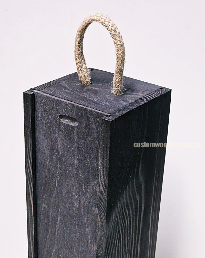 Load image into Gallery viewer, Sliding Lid Bottle Box - Single Black x25 Bottle box Custom Wood Designs __label: Multibuy Bottle Box Bottle Boxes Single bottle box CustomWoodDesignsIrelandCorporategiftboxesBottleBoxesGiftingboxesforbottleslaserengravedbottleboxespersonalisedbottleboxesCorporateboxesrust_10_81265a35-3fb8-40e2-9e7b-0cf71a1df583