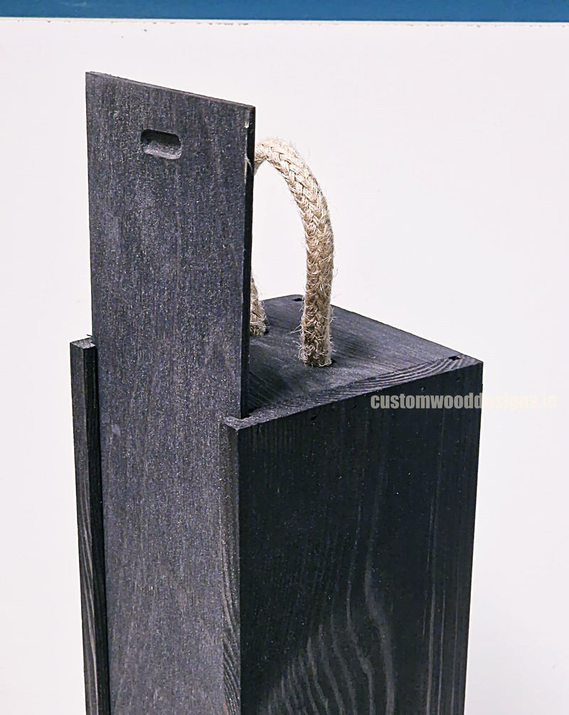 Load image into Gallery viewer, Sliding Lid Bottle Box - Single Black x25 Bottle box Custom Wood Designs __label: Multibuy Bottle Box Bottle Boxes Single bottle box CustomWoodDesignsIrelandCorporategiftboxesBottleBoxesGiftingboxesforbottleslaserengravedbottleboxespersonalisedbottleboxesCorporateboxesrust_7_cb4b7b1d-6165-40a3-9d2b-54d59a691607