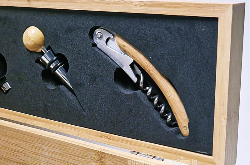 Load image into Gallery viewer, Bamboo Wine Box & Opener set Custom Wood Designs CustomWoodDesignsIrelandCorporategiftboxesBottleBoxesGiftingboxesforbottleslaserengravedbottleboxespersonalisedbottleboxesCorporateboxesrusticboxwinebo_18_322bef56-d5a6-4126-b94e-c1a5