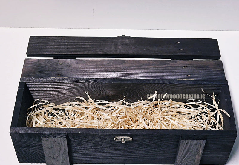 Load image into Gallery viewer, Rustic Bottle Box - Black Single x 25 Bottle box Custom Wood Designs __label: Multibuy Bottle Box CustomWoodDesignsIrelandf82f414d-31bb-4a92-8225-fdc29a73a7cc_b61ff6ce-95f4-419e-8011-b090c54581a7