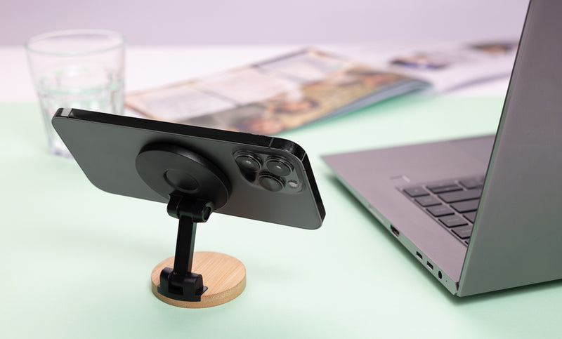 Load image into Gallery viewer, Magmount RCS recycled plastic and bamboo phone stand - Custom Wood Designs