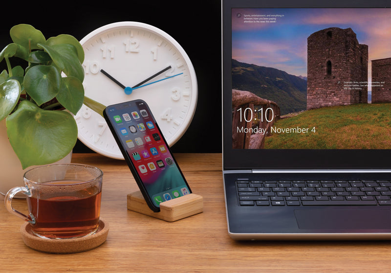 Load image into Gallery viewer, Bamboo phone stand - Custom Wood Designs