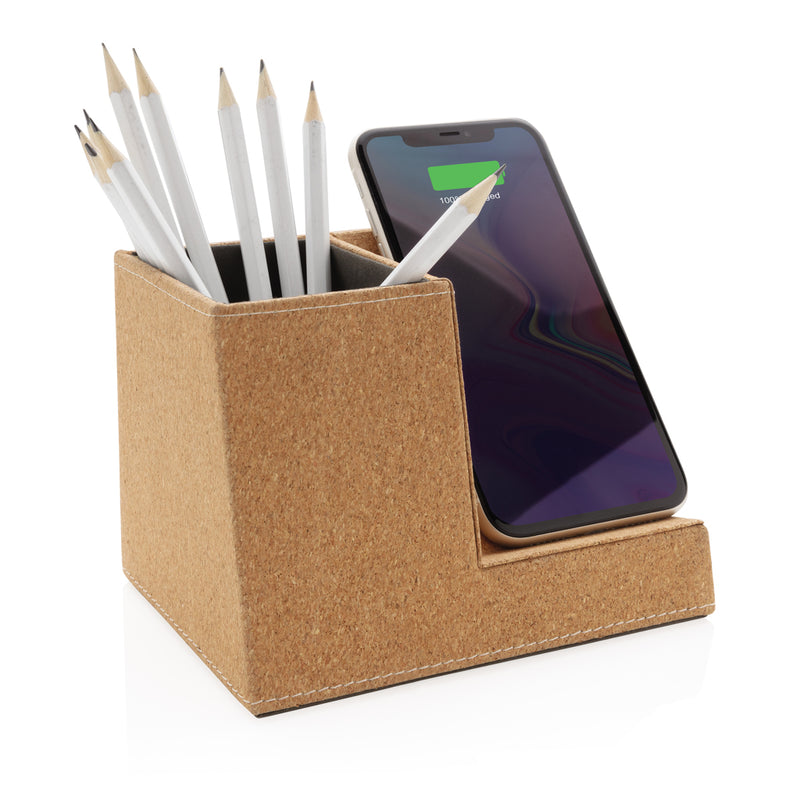 Load image into Gallery viewer, Cork pen holder and 5W wireless charger - Custom Wood Designs