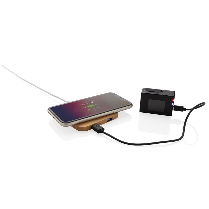 Load image into Gallery viewer, Bamboo 10W wireless charger with USB - Custom Wood Designs