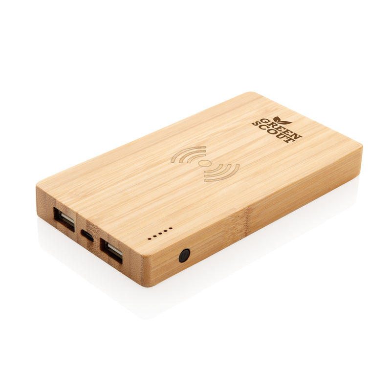 Load image into Gallery viewer, Bamboo 4.000 mAh wireless 5W Powerbank - Custom Wood Designs