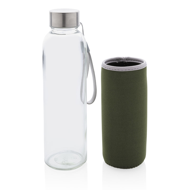 Load image into Gallery viewer, Glass bottle with neoprene sleeve - Custom Wood Designs
