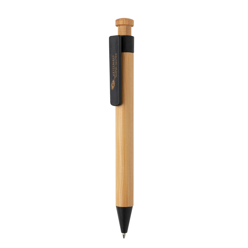 Load image into Gallery viewer, Bamboo pen with wheatstraw clip - Custom Wood Designs