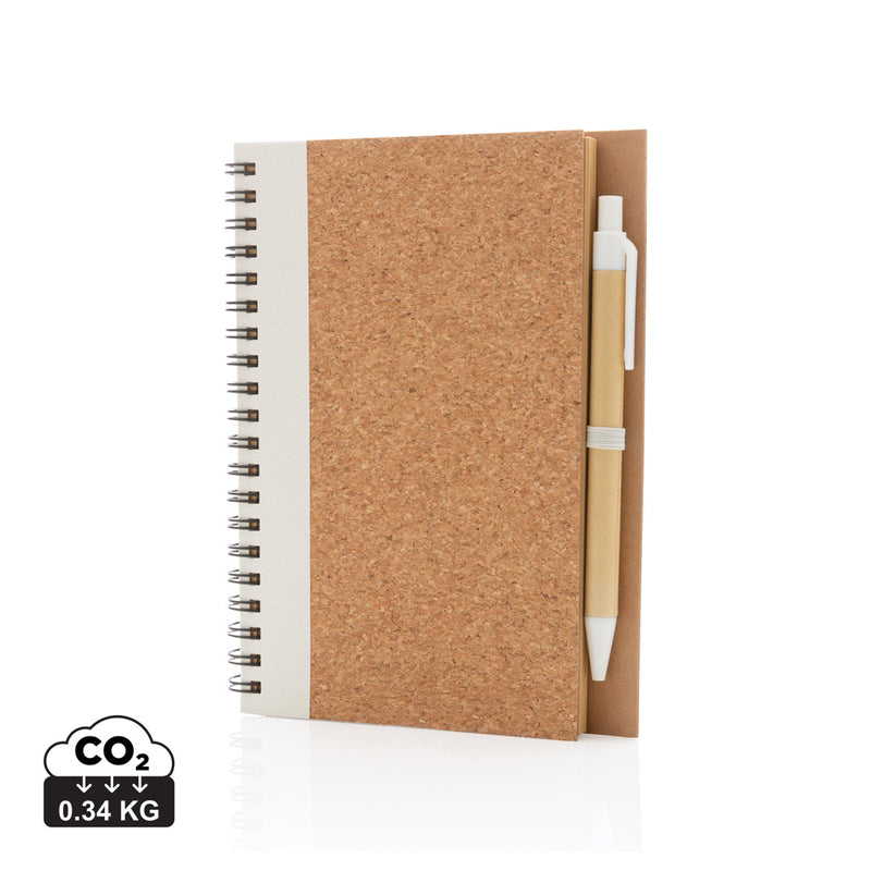 Load image into Gallery viewer, Cork spiral notebook with pen - Custom Wood Designs
