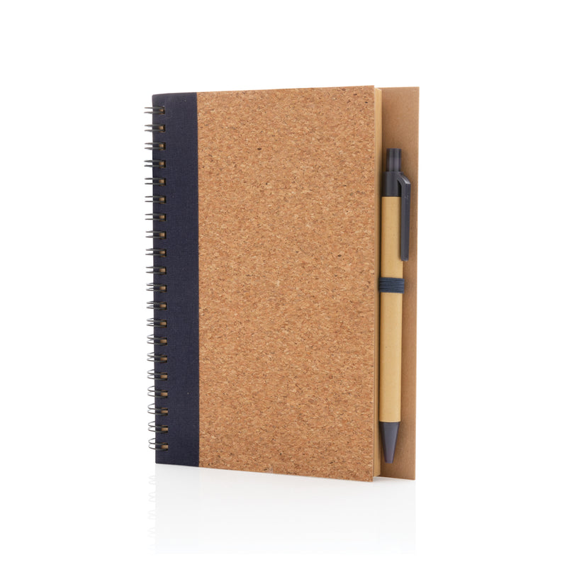 Load image into Gallery viewer, Cork spiral notebook with pen - Custom Wood Designs