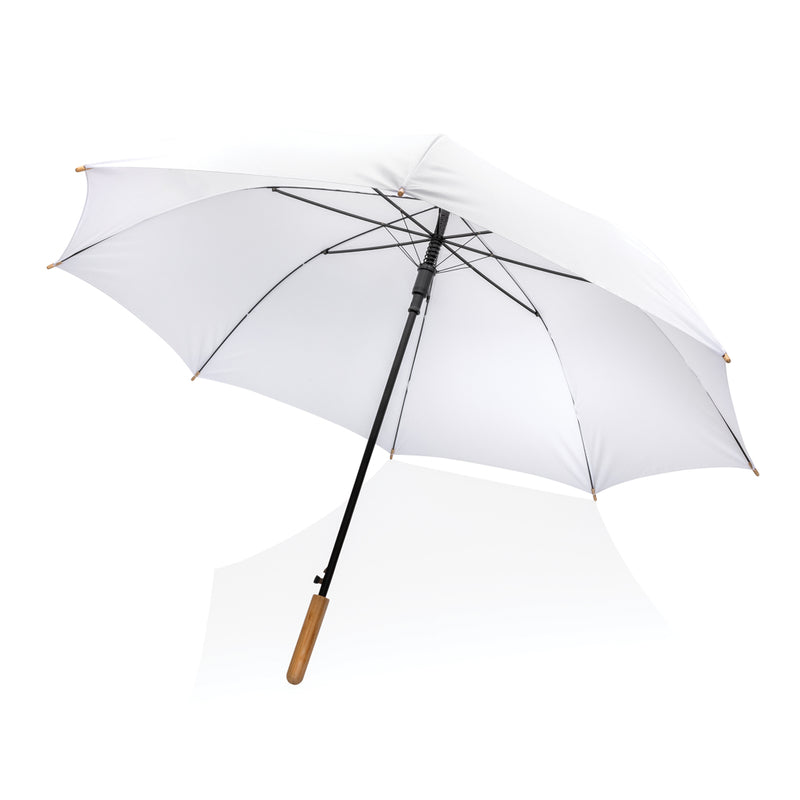 Load image into Gallery viewer, 27" Impact AWARE™ RPET 190T auto open bamboo umbrella - Custom Wood Designs