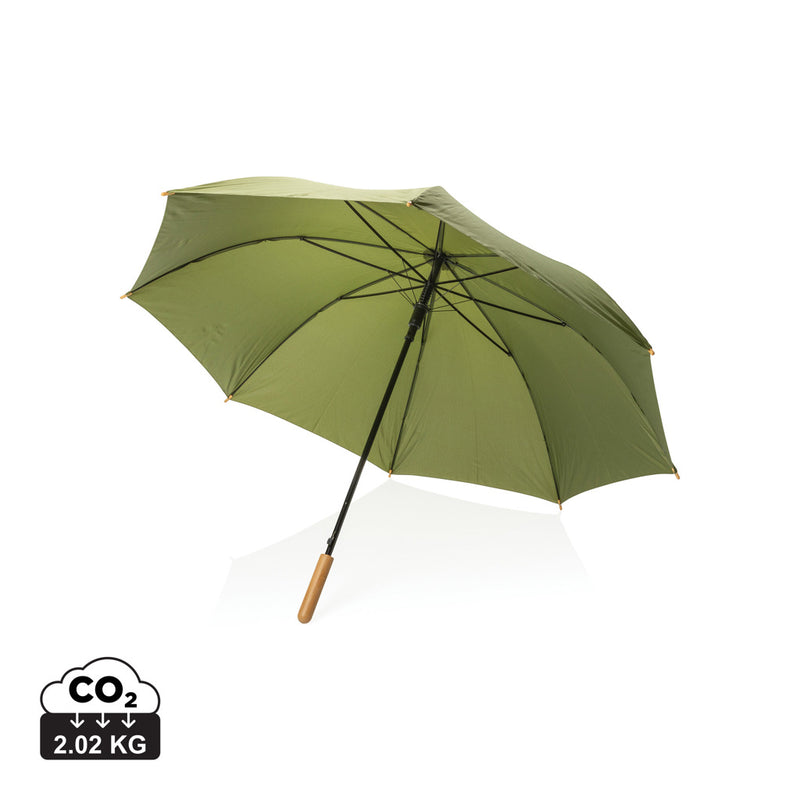 Load image into Gallery viewer, 27" Impact AWARE™ RPET 190T auto open bamboo umbrella - Custom Wood Designs