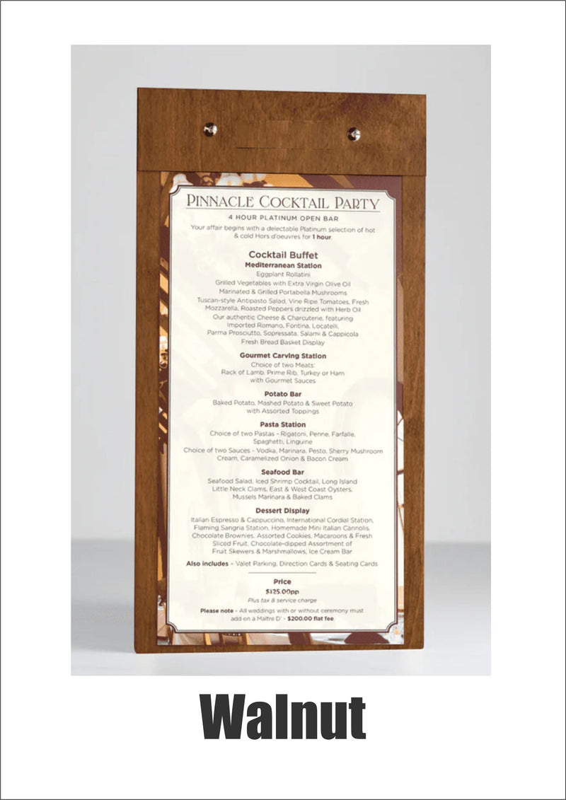 Load image into Gallery viewer, 20 x Wooden Clipboard 15x30cm Custom Wood Designs __label: Multibuy Walnutclipboardmenu.customwooddesignshospitality_e6cc335f-3f71-4b4d-be3c-3cd214cc4646