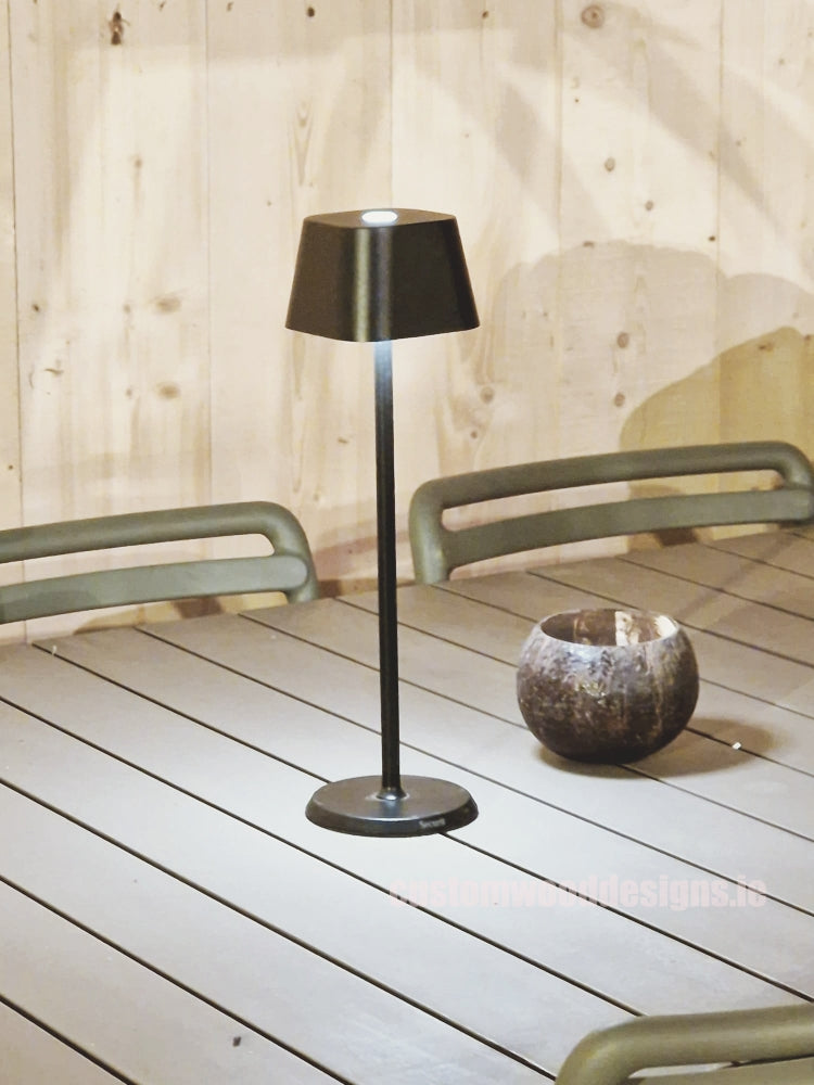 Load image into Gallery viewer, Cordless rechargeable LED table lamp in black for restaurant and hotel tables – available from Custom Wood Designs Ireland