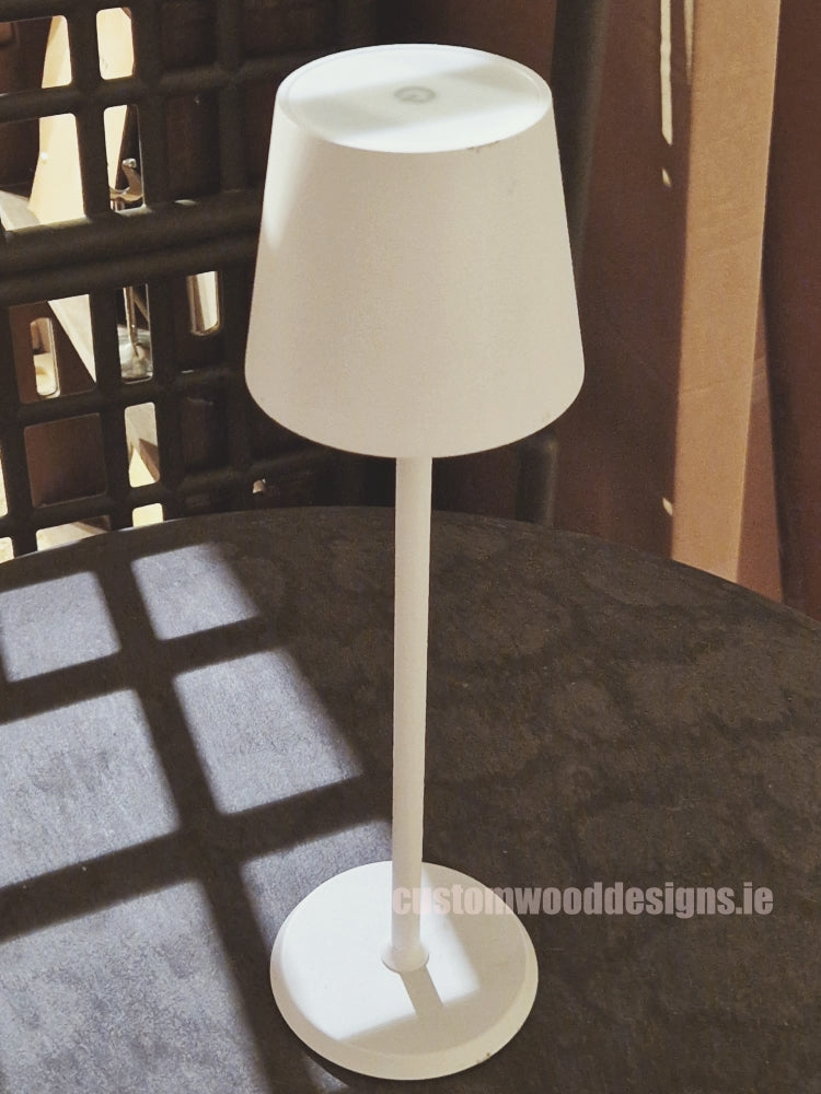 Load image into Gallery viewer, Cordless rechargeable LED table lamp for restaurant and hotel tables – available from Custom Wood Designs Ireland