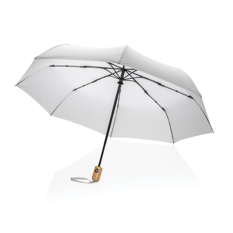 Load image into Gallery viewer, 21" bamboo handle umbrella pack of 12 White Custom Wood Designs __label: Multibuy black-21-bamboo-handle-umbrella-pack-of-12-53613421396311