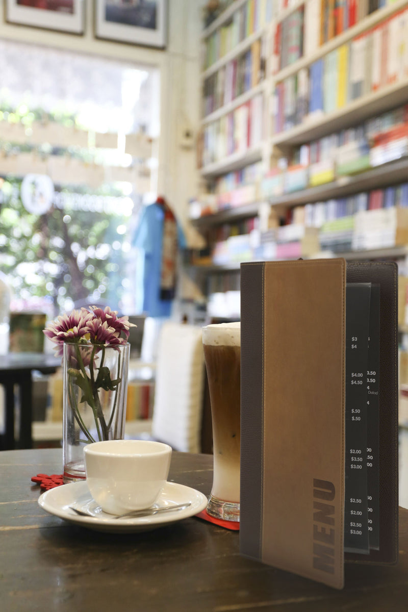 Load image into Gallery viewer, Long leather menu holder pack of 10 Custom Wood Designs __label: Multibuy black-long-leather-menu-holder-pack-of-10-53613270892887