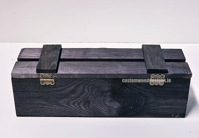 Load image into Gallery viewer, Rustic Bottle Box - Black Single x 25 Bottle box Custom Wood Designs __label: Multibuy Bottle Box bottle-box-default-title-rustic-bottle-box-black-single-53613434405207