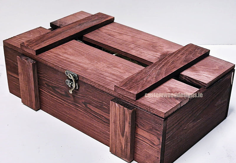 Load image into Gallery viewer, Rustic Bottle Box - Burgundy Double x 25 Bottle box Custom Wood Designs __label: Multibuy Bottle Box gift box Gift Boxes wooden Box bottle-box-default-title-rustic-bottle-box-burgundy-double-53613469368663