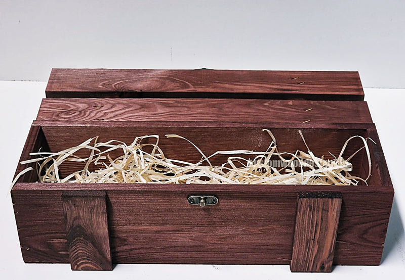 Load image into Gallery viewer, Rustic Bottle Box - Burgundy Single x 25 Bottle box Custom Wood Designs __label: Multibuy Bottle Box gift box Gift Boxes Single bottle box bottle-box-default-title-rustic-bottle-box-burgundy-single-52613892079959