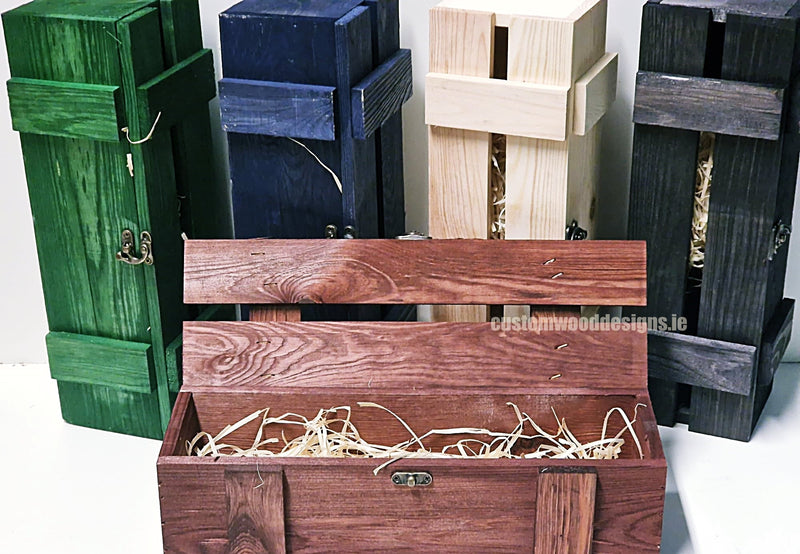 Load image into Gallery viewer, burgundy-stained-wood-bottle-box