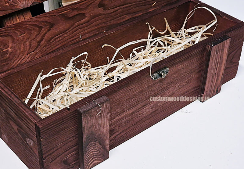 Load image into Gallery viewer, Rustic Bottle Box - Burgundy Single x 25 Bottle box Custom Wood Designs __label: Multibuy Bottle Box gift box Gift Boxes Single bottle box bottle-box-default-title-rustic-bottle-box-burgundy-single-53613449937239