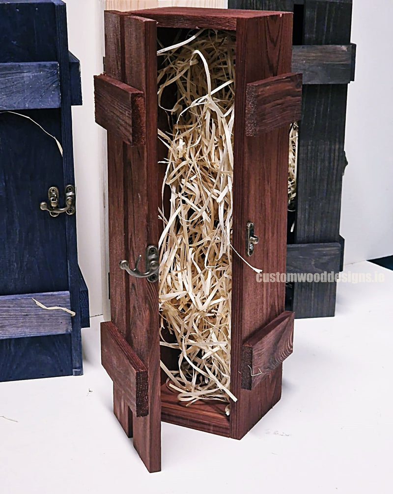 Load image into Gallery viewer, Rustic Bottle Box - Burgundy Single x 25 Bottle box Custom Wood Designs __label: Multibuy Bottle Box gift box Gift Boxes Single bottle box bottle-box-default-title-rustic-bottle-box-burgundy-single-53613458522455