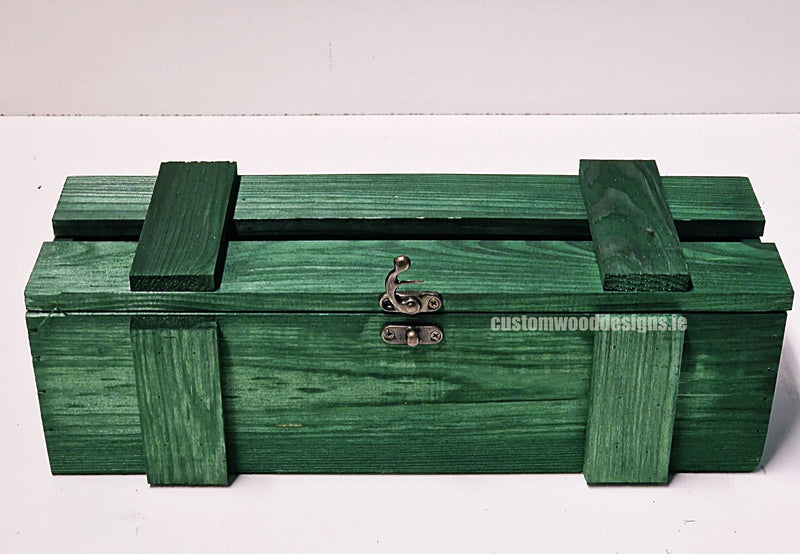 Load image into Gallery viewer, Rustic Bottle Box - Green Single x 25 Bottle box Custom Wood Designs __label: Multibuy Bottle Boxes Gift Boxes bottle-box-default-title-rustic-bottle-box-green-single-53613439746391