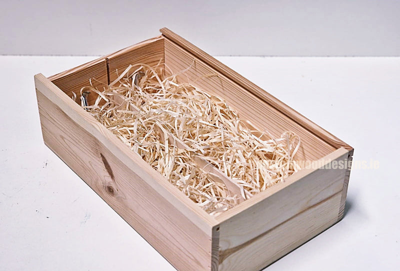 Load image into Gallery viewer, Sliding Lid 2 Bottle Box - Natural x 25 Corporate Gift Box with Wood Wool Custom Wood Designs box corporate double wine gift wine wood wool corporate-gift-box-with-wood-wool-1-sliding-lid-2-bottle-box-natural-x-25-53612159107415