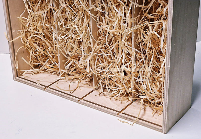 Load image into Gallery viewer, Sliding Lid 4 Bottle Box - Natural x 25 Corporate Gift Box with Wood Wool Custom Wood Designs box corporate gift hamper triple wine box wood wool corporate-gift-box-with-wood-wool-1-sliding-lid-4-bottle-box-natural-x-25-52626582274391