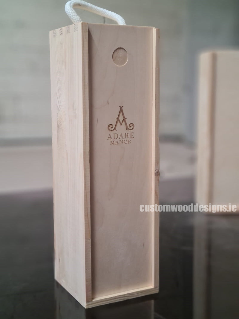 Load image into Gallery viewer, Sliding Lid 1 Bottle Box - Natural x 25 Corporate Gift Box with Wood Wool Custom Wood Designs __label: Multibuy gift gift box single box wine box wood wool corporate-gift-box-with-wood-wool-25-sliding-lid-1-bottle-box-natural-x-25-51437206110551