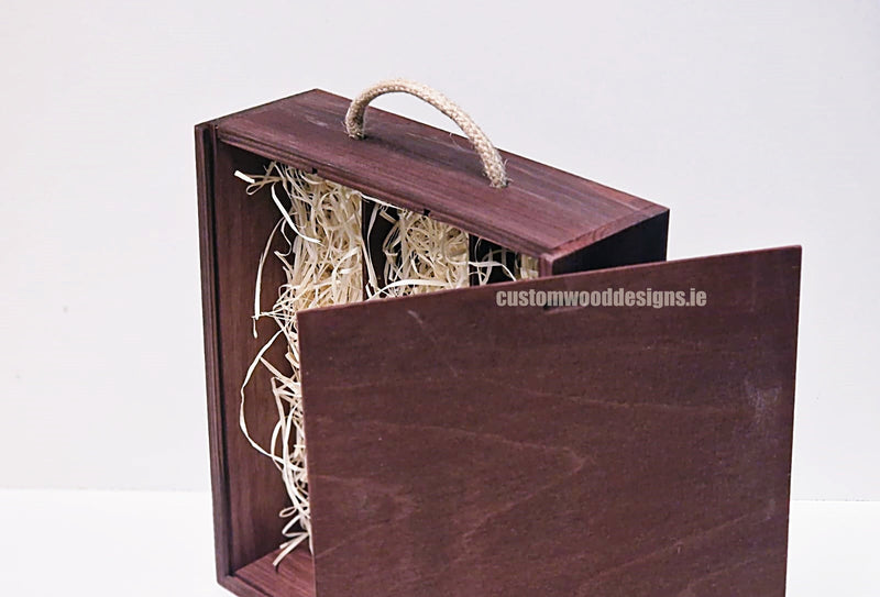Load image into Gallery viewer, Sliding Lid 3 Bottle Box - Burgundy x25 Corporate Gift Box with Wood Wool Custom Wood Designs box corporate gift hamper triple wine box wood wool corporate-gift-box-with-wood-wool-25-sliding-lid-3-bottle-box-burgundy-x25-53613524681047