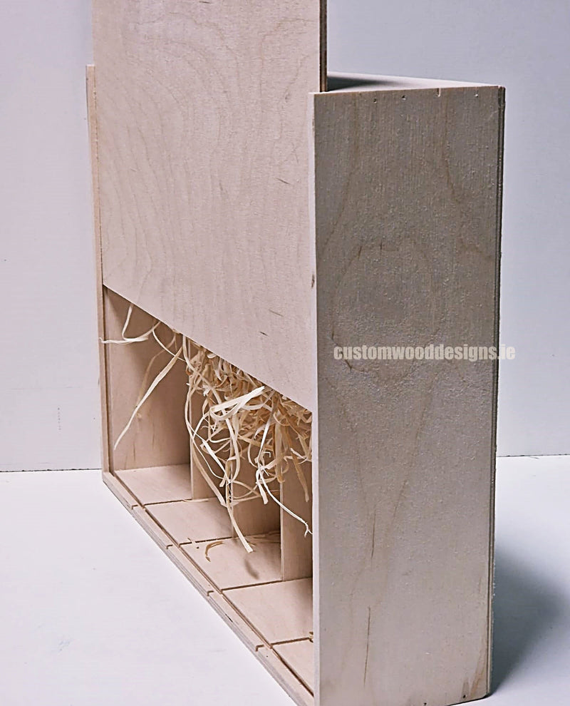Load image into Gallery viewer, Sliding Lid 5 Bottle Box - Natural x 25 Corporate Gift Box with Wood Wool Custom Wood Designs box corporate gift hamper triple wine box wood wool corporate-gift-box-with-wood-wool-25-sliding-lid-5-bottle-box-natural-x-25-53613495779671