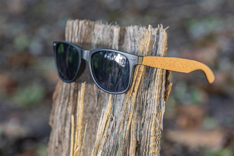 Load image into Gallery viewer, Recycled plastic sunglasses with cork pack of 100 Custom Wood Designs __label: Multibuy customwooddesignsloogpromobrandedcustomwooddesigns