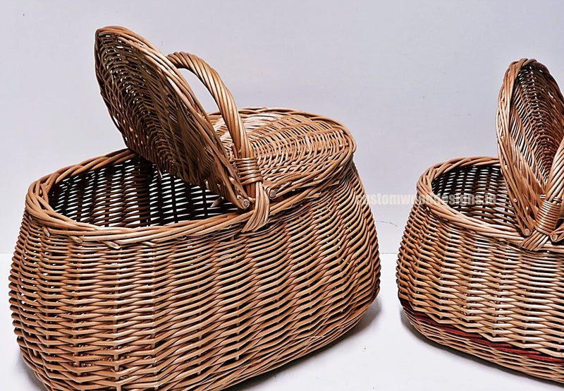 Load image into Gallery viewer, 10 x Oval Picnic Basket - 30hx38x24cm Custom Wood Designs __label: Multibuy default-title-10-x-oval-picnic-basket-30hx38x24cm-53612561006935