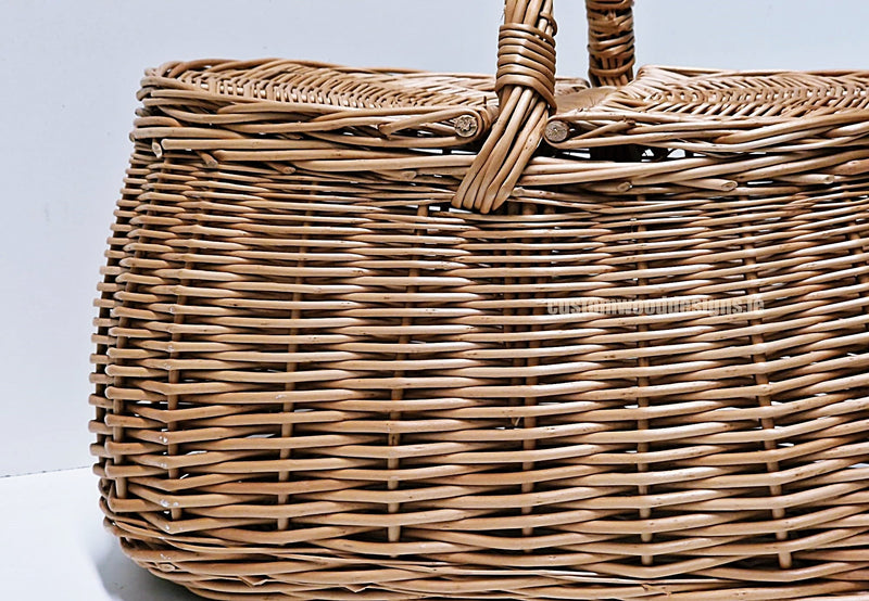 Load image into Gallery viewer, 10 x Oval Picnic Basket - 30hx38x24cm Custom Wood Designs __label: Multibuy default-title-10-x-oval-picnic-basket-30hx38x24cm-53612566446423