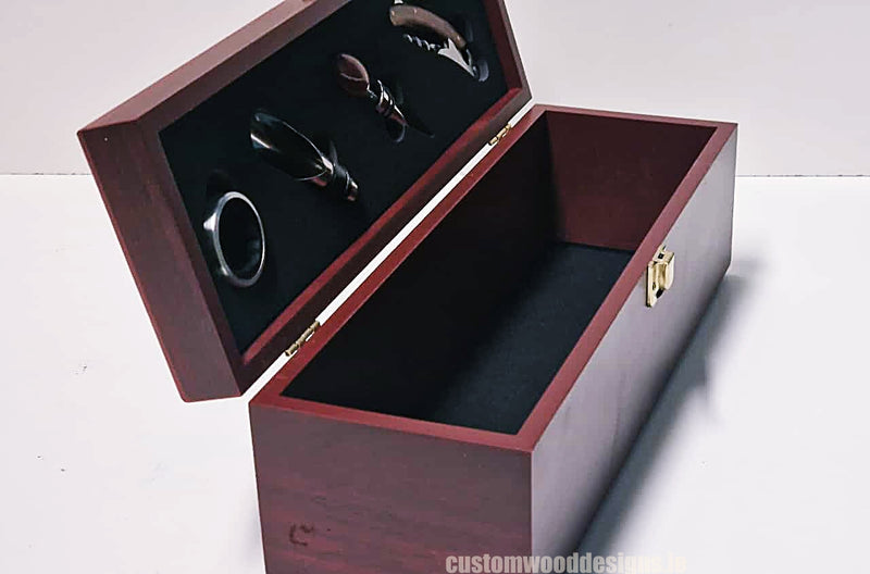 Load image into Gallery viewer, Bamboo Wine Box & Opener set - Rosewood Custom Wood Designs default-title-bamboo-wine-box-opener-set-rosewood-53613566525783