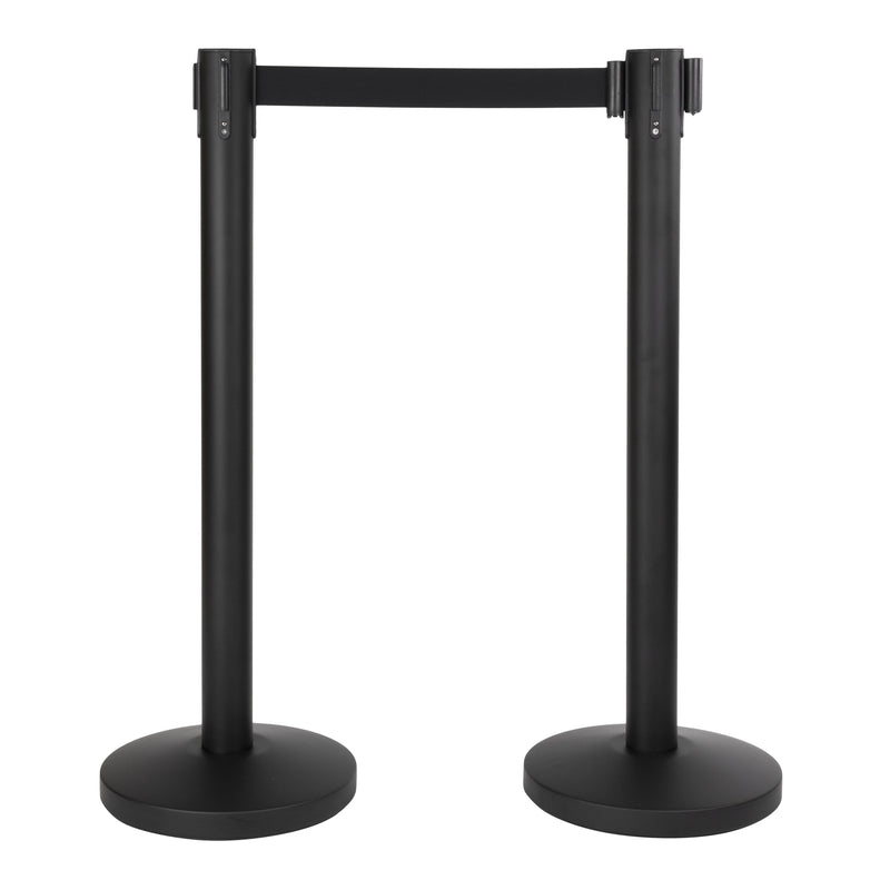 Load image into Gallery viewer, Black Retractable Barrier System with 4 poles 93x33x33cm Custom Wood Designs __label: Multibuy default-title-black-retractable-barrier-system-with-4-poles-93x33x33cm-53613726073175
