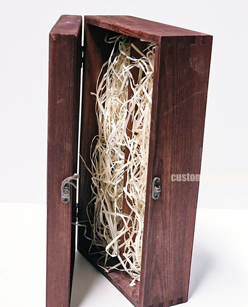 Load image into Gallery viewer, Hinged Lid 2 Bottle Box - Burgundy x25 Custom Wood Designs __label: Multibuy Bottle Box Bottle Boxes gift box Gift Boxes Single bottle box wooden Box default-title-hinged-lid-2-bottle-box-burgundy-x25-53613550567767