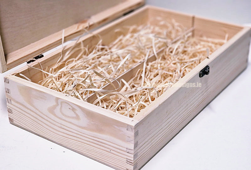 Load image into Gallery viewer, Hinged Lid 2 Bottle Box - Natural x25 Custom Wood Designs __label: Multibuy Bottle Box Bottle Boxes gift box Gift Boxes Single bottle box wooden Box default-title-hinged-lid-2-bottle-box-natural-x25-53613541359959