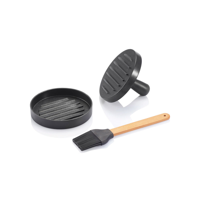 Load image into Gallery viewer, BBQ set with hamburger press and brush - Custom Wood Designs