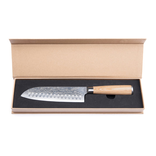 Hattasan Damascus Santoku knife - Custom Wood Designs