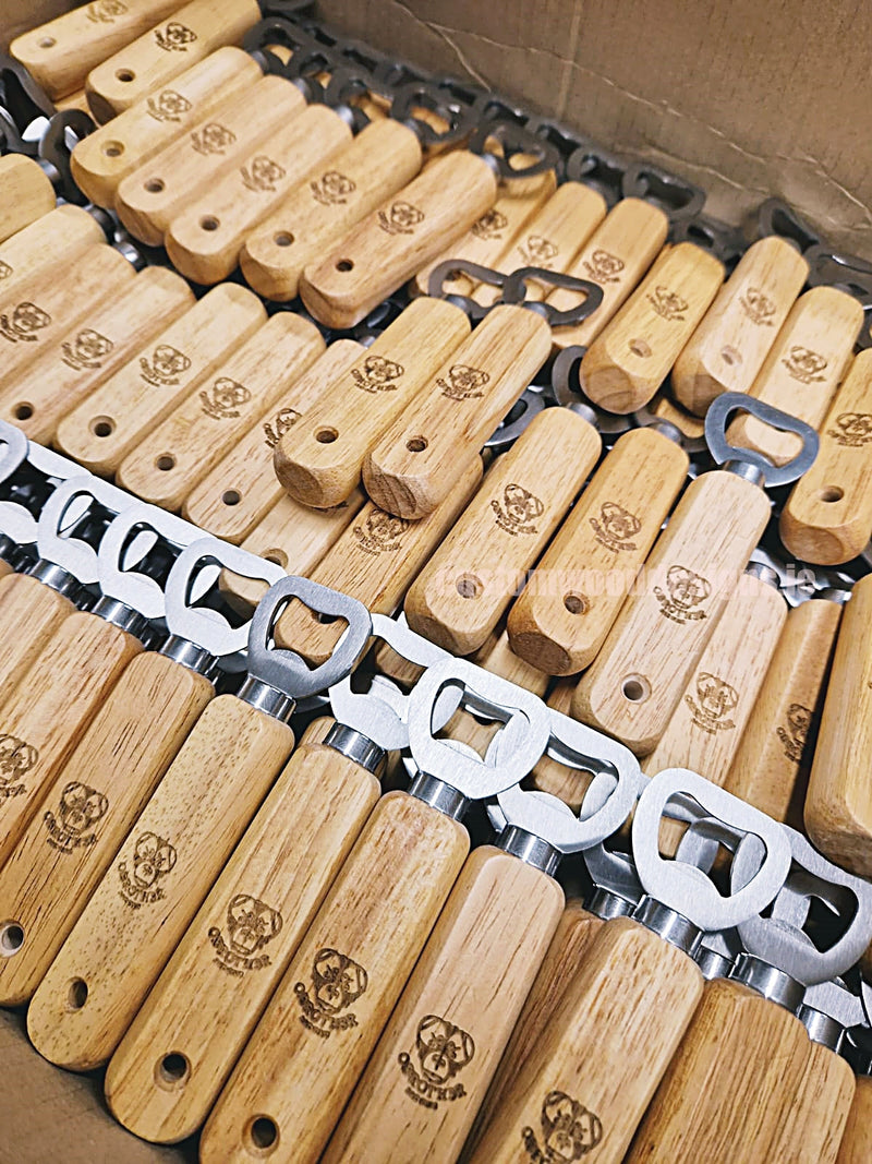 Load image into Gallery viewer, 50 x Bottle opener w/wooden handle Custom Wood Designs __label: Multibuy 50-x-branded-50-x-bottle-opener-w-wooden-handle-53612765839703
