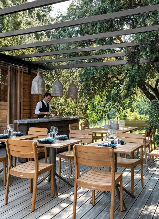 Load image into Gallery viewer, LODGE Teak Outdoor Armchair - Custom Wood Designs LODGE Teak Outdoor Armchair made from [material] –  [use_case] | Custom Wood Designs
