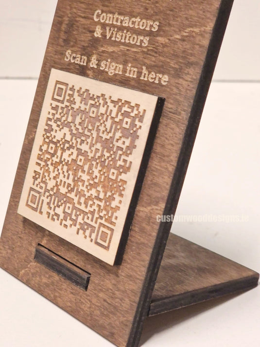 QR Display Stand - Laser Cut Dark Oak 10-1000 Custom Wood Designs CUBBF2_1