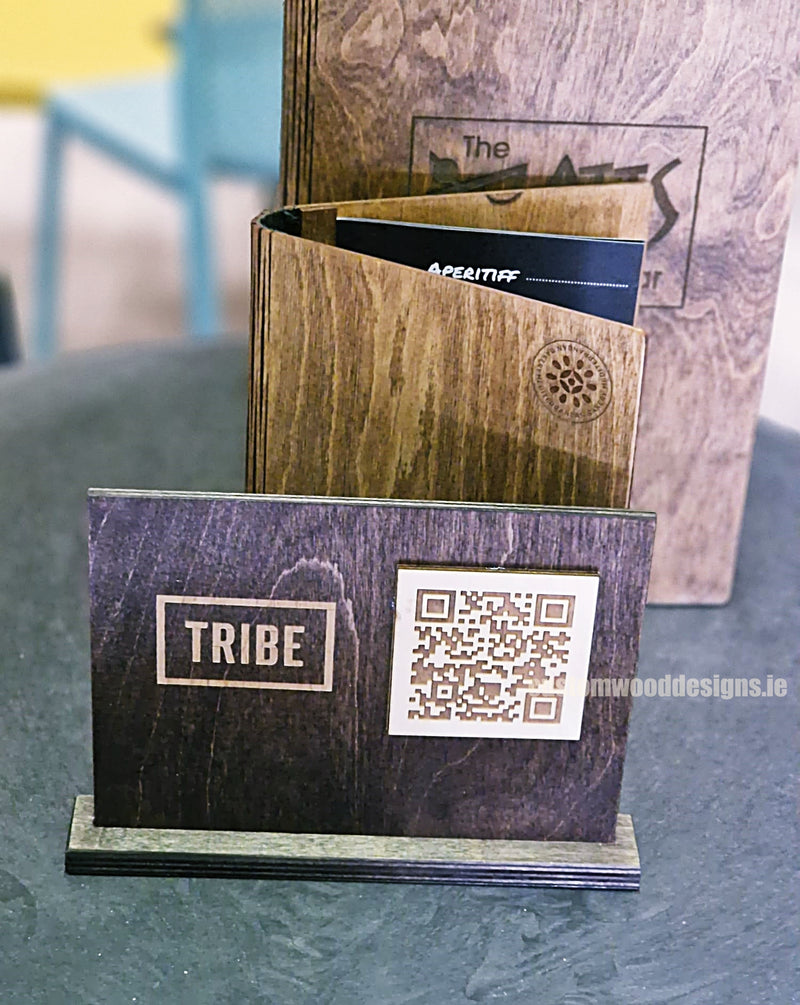 Load image into Gallery viewer, QR Display Stands A5 Brown Birch 10-1000 Custom Wood Designs CUSTOM_2_eadfb949-b724-47f7-8854-a081f0ac253b
