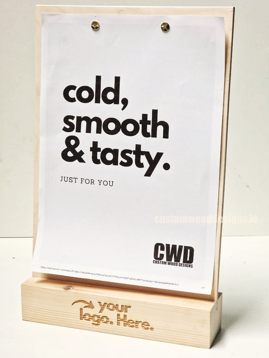 Double Sided Info Display - A4 Natural x10 Custom Wood Designs CustomWoodDesignsIrelandA4WoodenPOSInformationdisplayNaturalPinePOSBlock_13