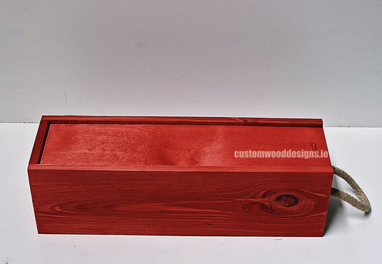 Sliding Lid Bottle Box - Single Red x25 Custom Wood Designs __label: Multibuy Bottle Box Bottle Boxes gift box Gift Boxes Single bottle box wooden Box CustomWoodDesignsIrelandCorporategiftboxesBottleBoxesGiftingboxesforbottleslaserengravedbottleboxespersonalisedbottleboxesCorporateboxesrustic_4_083245cb-0ce2-42f1-baa4-730e49b36d42