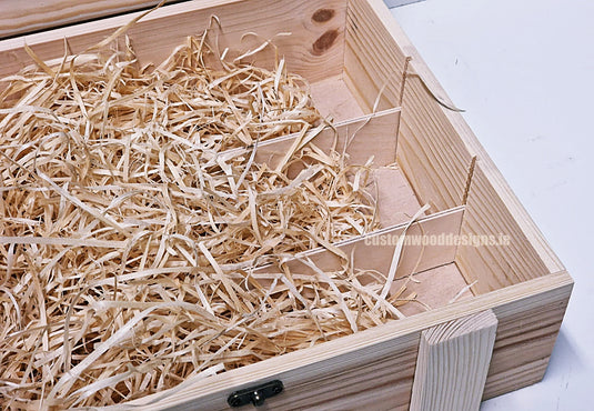 Rustic 3 Bottle Box - Natural x 25 Corporate Gift Box with Wood Wool Custom Wood Designs __label: Multibuy box corporate gift hamper triple wine box wood wool CustomWoodDesignsIrelandCorporategiftboxesBottleBoxesGiftingboxesforbottleslaserengravedbottleboxespersonalisedbottleboxesCorporateboxesrusticboxwinebo_11