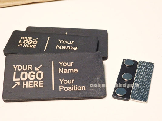 Black Birch Name Badges MOQ 10pcs Bespoke Made Custom Wood Designs __label: Multibuy retail CustomWoodDesignsIrelandCustommadewoodennamebadgescorporatenamebadgesecofriendlynamebadgesustainablewoodennamebadgeengravednamebadgesCWD2023_22